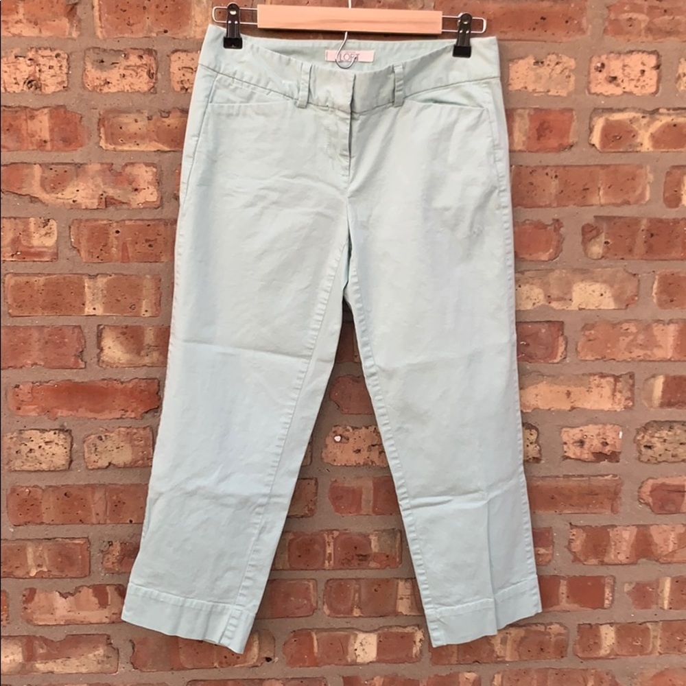 Loft: Aqua/Lime Capri Khaki Pants